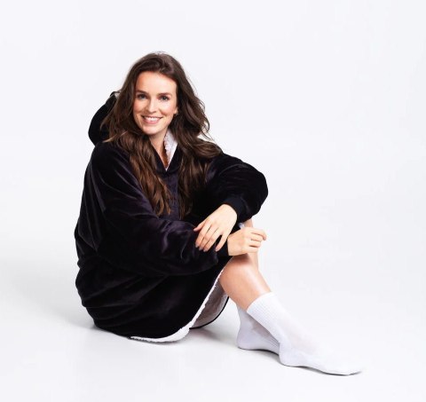 Bluza koc Oversize Czarny Cozy Noxxiez CH355 Bluza koc Oversize Czarny Cozy Noxxiez CH355