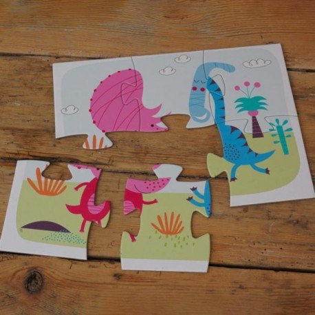 Moje pierwsze puzzle, 3 układanki, 6, 9, 12 el., dinozaur