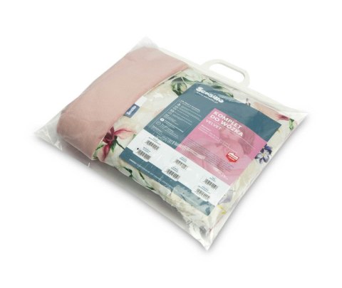 KOMPLET DO WÓZKA VELVET Z FALBANKĄ MAGNOLIA RÓŻOWY
