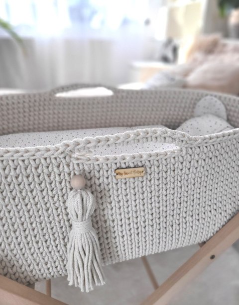 Kosz Mojżesza BOHO Handmade ze stojakiem - śmietanka Kosz Mojżesza BOHO Handmade ze stojakiem - śmietanka