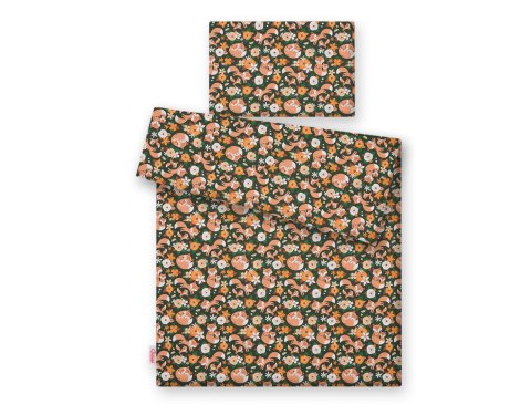 Pościel dla dzieci 2-częściowa bawełniana 135x100 cm - lisia rodzinka na zieleni Pościel dla dzieci 2-częściowa bawełniana 135x100 cm - lisia rodzinka na zieleni