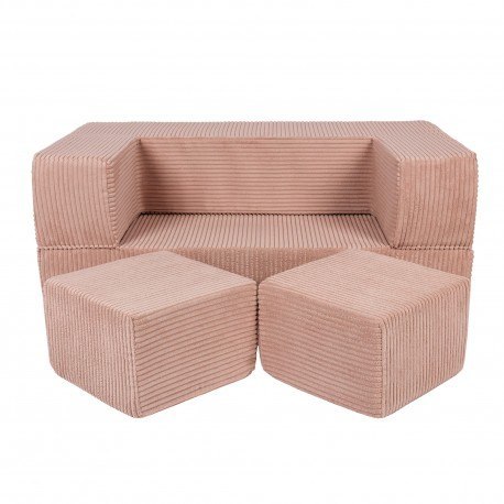 Aesthetic cube sofa pudrowy róż