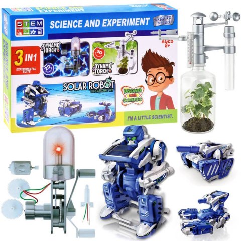 Zestaw młodego naukowca 3w1 robot dynamo ZA3325 Zestaw młodego naukowca 3w1 robot dynamo ZA3325