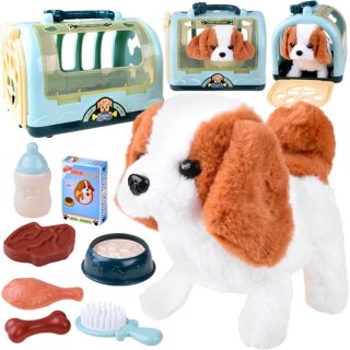 Interaktywny piesek beagle + karma + transporter akcesoria ZA4354