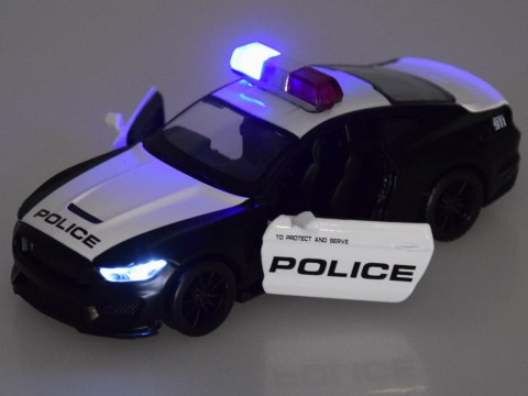 Auto metalowe policja Ford Shelby GT350 skala 1:32 światła koguty ZA4610 Auto metalowe policja Ford Shelby GT350 skala 1:32 światła koguty ZA4610