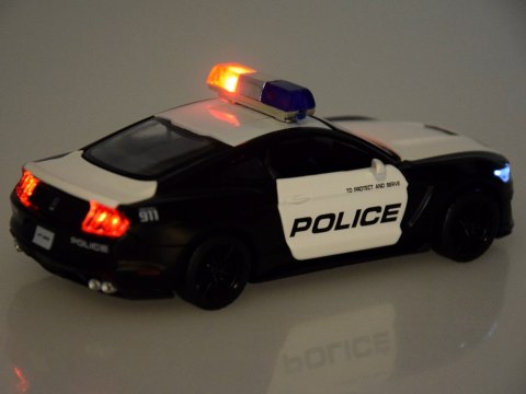 Auto metalowe policja Ford Shelby GT350 skala 1:32 światła koguty ZA4610 Auto metalowe policja Ford Shelby GT350 skala 1:32 światła koguty ZA4610