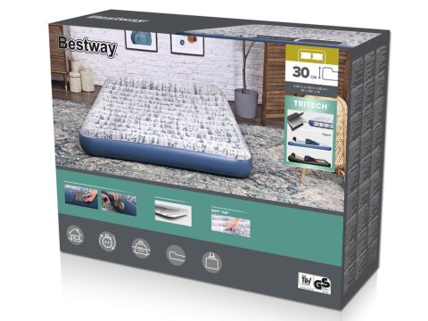 Bestway dwuosobowy materac welurowy Queen 203 x 152 x 30cm 67836 Bestway dwuosobowy materac welurowy Queen 203 x 152 x 30cm 67836