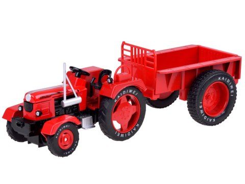 Czerwony Metalowy Traktor z przyczepką Skrętne Gumowe koła 1:18 ZA5202 Czerwony Metalowy Traktor z przyczepką Skrętne Gumowe koła 1:18 ZA5202