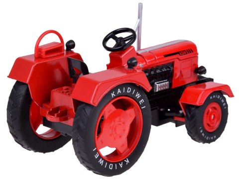Czerwony Metalowy Traktor z przyczepką Skrętne Gumowe koła 1:18 ZA5202 Czerwony Metalowy Traktor z przyczepką Skrętne Gumowe koła 1:18 ZA5202