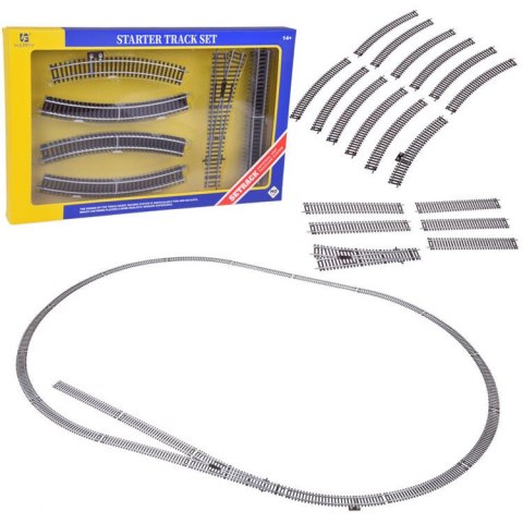 Metalowe tory do kolejki starter HO zakręty bocznica zwrotnica 3m RC0644 Metalowe tory do kolejki starter HO zakręty bocznica zwrotnica 3m RC0644