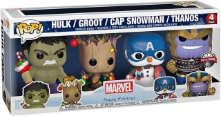 Funko POP! Marvel Happy Holidays Hulk Groot Cap Thanos 4pak SE