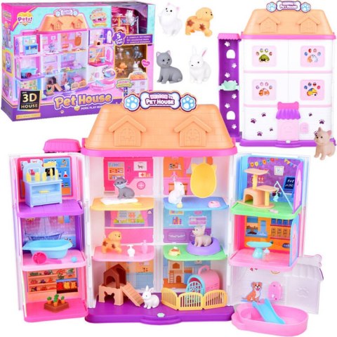 Domek rozkładany dla zwierząt Pet house zestaw z figurkami akces ZA5420 Domek rozkładany dla zwierząt Pet house zestaw z figurkami akces ZA5420