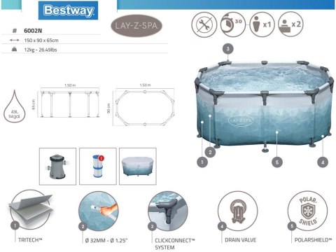 Bestway Zestaw Zbiornik do MORSOWANIA Glacial Dip + pompa 150x90cm 6002N Bestway Zestaw Zbiornik do MORSOWANIA Glacial Dip + pompa 150x90cm 6002N