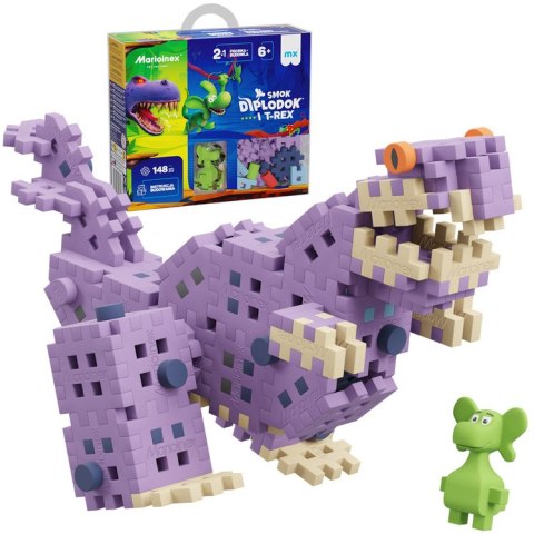 Marioinex Diplodok i T-Rex klocki Mini waffle 148ele + figurka ZA5501 Marioinex Diplodok i T-Rex klocki Mini waffle 148ele + figurka ZA5501