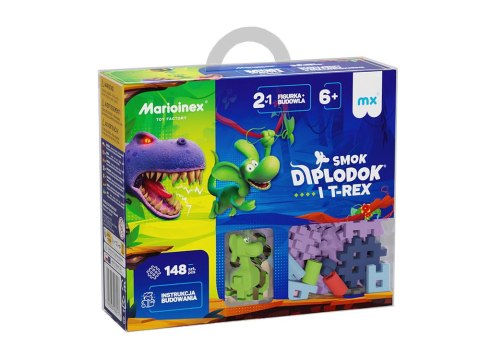 Marioinex Diplodok i T-Rex klocki Mini waffle 148ele + figurka ZA5501 Marioinex Diplodok i T-Rex klocki Mini waffle 148ele + figurka ZA5501