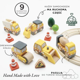 Drewniane pojazdy budowlane zestaw, zabawka samochody dla dzieci Le Toy Van