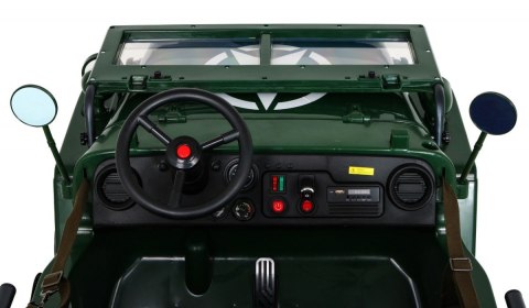 Autko Wojskowe Retro dla 3 dzieci Zielony Jeep Willys
