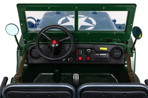 Autko Wojskowe Retro dla 3 dzieci Zielony Jeep Willys