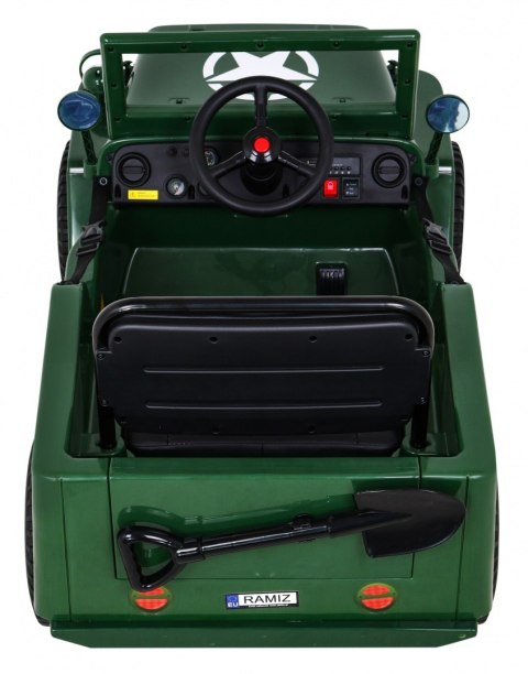 Autko Wojskowe Retro dla dzieci Zielony + Napęd 4x4 + Pilot + 2 Bagażniki