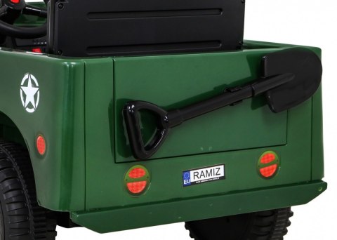 Autko Wojskowe Retro dla dzieci Zielony + Napęd 4x4 + Pilot + 2 Bagażniki