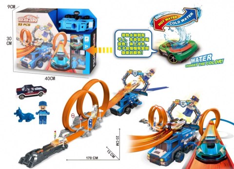Ekstramalny tor wyścigowy dla dzieci 3+ Autko zmieniające kolor + 2 pętle + wyrzutnia Ekstramalny tor wyścigowy dla dzieci 3+ Autko zmieniające kolor + 2 pętle + wyrzutnia