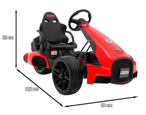 Gokart na akumulator Bolid XR-1 dla dzieci Czerwony + Regulowana kierownica + Profilowane siedzenie Gokart na akumulator Bolid XR-1 dla dzieci Czerwony + Regulowana kierownica + Profilowane siedzenie
