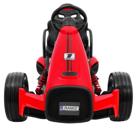 Gokart na akumulator Bolid XR-1 dla dzieci Czerwony + Regulowana kierownica + Profilowane siedzenie Gokart na akumulator Bolid XR-1 dla dzieci Czerwony + Regulowana kierownica + Profilowane siedzenie