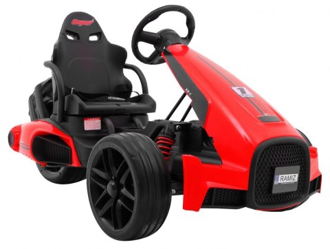 Gokart na akumulator Bolid XR-1 dla dzieci Czerwony + Regulowana kierownica + Profilowane siedzenie Gokart na akumulator Bolid XR-1 dla dzieci Czerwony + Regulowana kierownica + Profilowane siedzenie