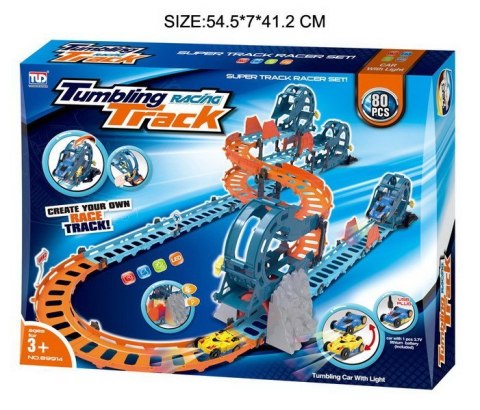 Interaktywny tor wyścigowy z tunelem + dwustronne autko dla dzieci 3+ Dźwięki Światła 80 el. Interaktywny tor wyścigowy z tunelem + dwustronne autko dla dzieci 3+ Dźwięki Światła 80 el.