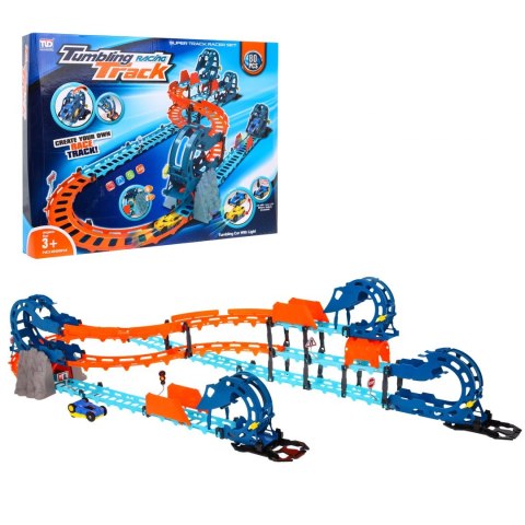 Interaktywny tor wyścigowy z tunelem + dwustronne autko dla dzieci 3+ Dźwięki Światła 80 el. Interaktywny tor wyścigowy z tunelem + dwustronne autko dla dzieci 3+ Dźwięki Światła 80 el.