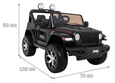 Jeep Wrangler Rubicon na akumulator dla dzieci Czarny + Pilot + Radio MP3 LED + Koła EVA Jeep Wrangler Rubicon na akumulator dla dzieci Czarny + Pilot + Radio MP3 LED + Koła EVA