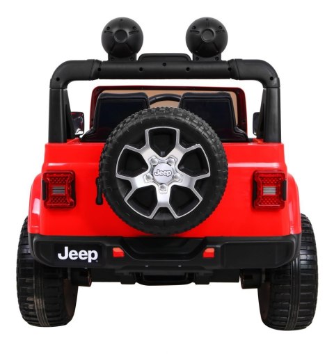 Jeep Wrangler Rubicon na akumulator dla dzieci Czerwony + Pilot + Radio MP3 LED + Koła EVA Jeep Wrangler Rubicon na akumulator dla dzieci Czerwony + Pilot + Radio MP3 LED + Koła EVA