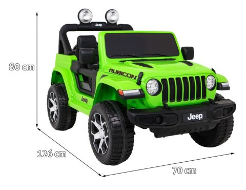 Jeep Wrangler Rubicon na akumulator dla dzieci Zielony + Pilot + Radio MP3 LED + Koła EVA Jeep Wrangler Rubicon na akumulator dla dzieci Zielony + Pilot + Radio MP3 LED + Koła EVA