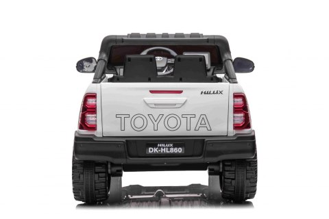 Toyota Hilux na akumulator dla dzieci Biały Pickup + Napęd 4x4 + Pilot + 2 bagażniki