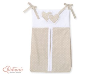 Przybornik- Torba na pampersy- Wiszące serduszka kropki na beżu