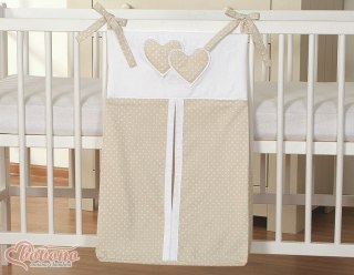 Przybornik- Torba na pampersy- Wiszące serduszka kropki na beżu