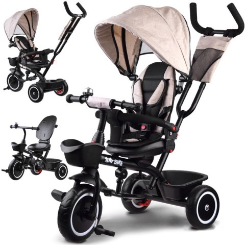 Rowerek trójkołowy Tiny Bike 3w1 beżowy z daszkiem SP0650