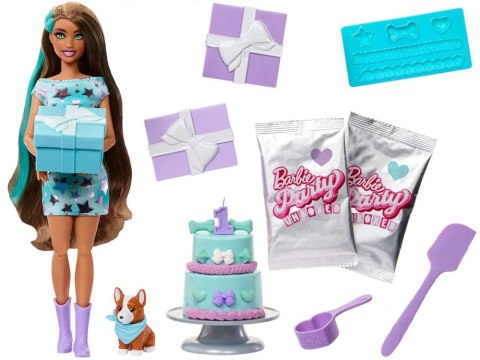 Mattel Barbie Party Unboxed lalka z serii: Urodziny + pies corgi ZA6066 Mattel Barbie Party Unboxed lalka z serii: Urodziny + pies corgi ZA6066