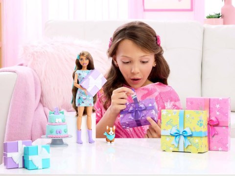 Mattel Barbie Party Unboxed lalka z serii: Urodziny + pies corgi ZA6066 Mattel Barbie Party Unboxed lalka z serii: Urodziny + pies corgi ZA6066
