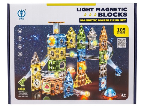 Klocki Magnetyczne Konstrukcyjne TOR KULKOWY Świecące Elementy 105 El. Kulodrom Przecena Klocki Magnetyczne Konstrukcyjne TOR KULKOWY Świecące Elementy 105 El. Kulodrom Przecena