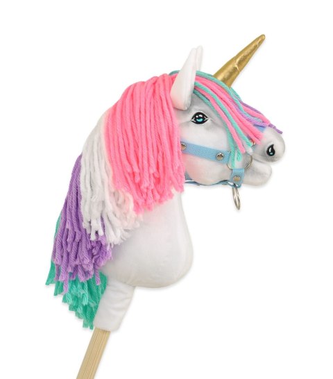 Hobby Horse Jednorożec na kiju mały biały z kolorową grzywą i złotym rogiem Hobby Horse Jednorożec na kiju mały biały z kolorową grzywą i złotym rogiem