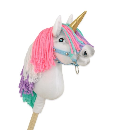 Hobby Horse Jednorożec na kiju mały biały z kolorową grzywą i złotym rogiem Hobby Horse Jednorożec na kiju mały biały z kolorową grzywą i złotym rogiem