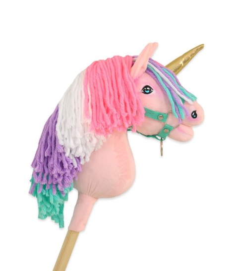 Hobby Horse Jednorożec na kiju mały różowy z kolorową grzywą i złotym rogiem Hobby Horse Jednorożec na kiju mały różowy z kolorową grzywą i złotym rogiem