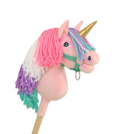 Hobby Horse Jednorożec na kiju mały różowy z kolorową grzywą i złotym rogiem Hobby Horse Jednorożec na kiju mały różowy z kolorową grzywą i złotym rogiem
