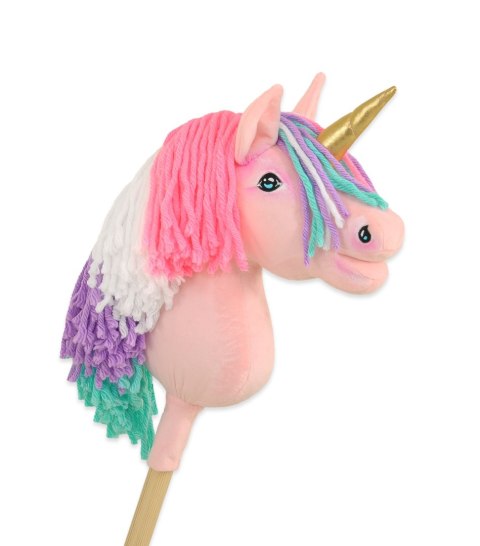 Hobby Horse Jednorożec na kiju mały różowy z kolorową grzywą i złotym rogiem Hobby Horse Jednorożec na kiju mały różowy z kolorową grzywą i złotym rogiem