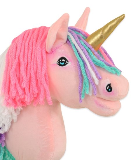 Hobby Horse Jednorożec na kiju mały różowy z kolorową grzywą i złotym rogiem Hobby Horse Jednorożec na kiju mały różowy z kolorową grzywą i złotym rogiem