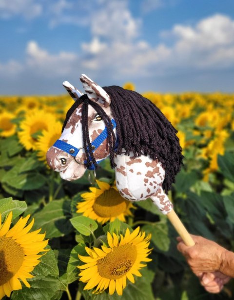 Hobby Horse Mały koń na kiju Premium - tarantowaty biało-brązowy z czarną grzywą A4 Hobby Horse Mały koń na kiju Premium - tarantowaty biało-brązowy z czarną grzywą A4