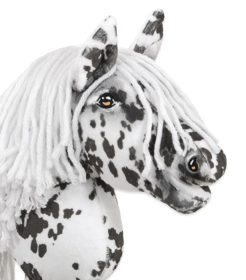 Hobby Horse Mały koń na kiju Premium - tarantowaty biało-czarny z białą grzywą A4 Hobby Horse Mały koń na kiju Premium - tarantowaty biało-czarny z białą grzywą A4