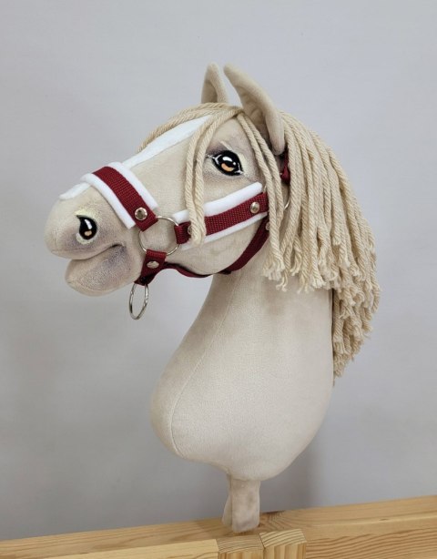 Kantar regulowany dla konia Hobby Horse A3 bordowy białym futerkiem Kantar regulowany dla konia Hobby Horse A3 bordowy białym futerkiem