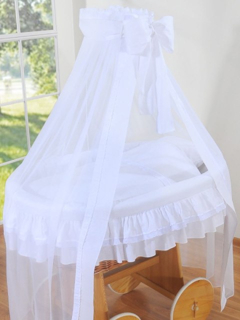 Kosz Mojżesza z baldachimem Deluxe- Little Angel biały